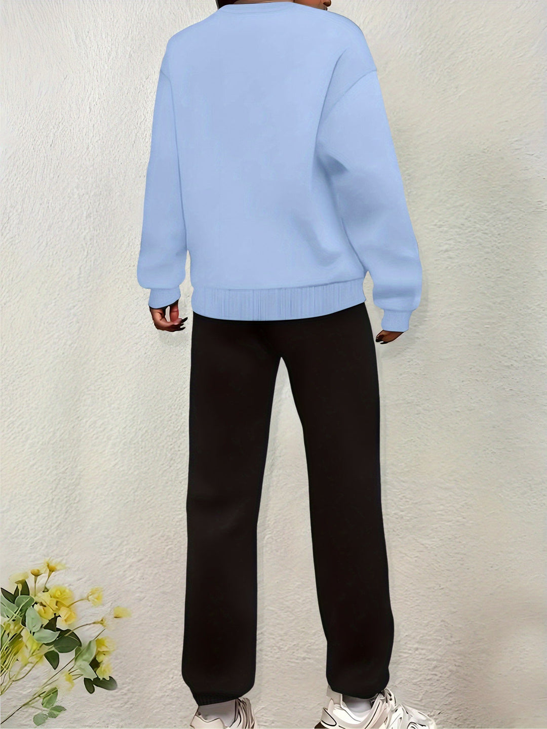 Vintage "Long Angeles" Print Sweater & Jogginghosen Outfit Für Damen | Ideal für Herbst/Winter