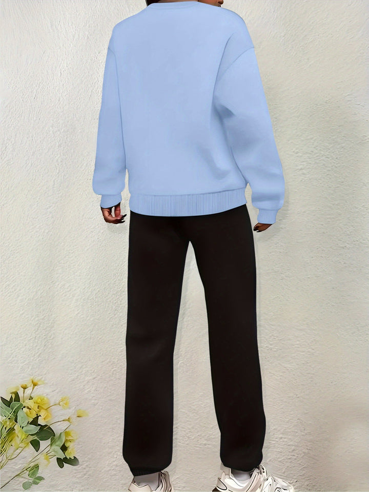 Vintage "Long Angeles" Print Sweater & Jogginghosen Outfit Für Damen | Ideal für Herbst/Winter