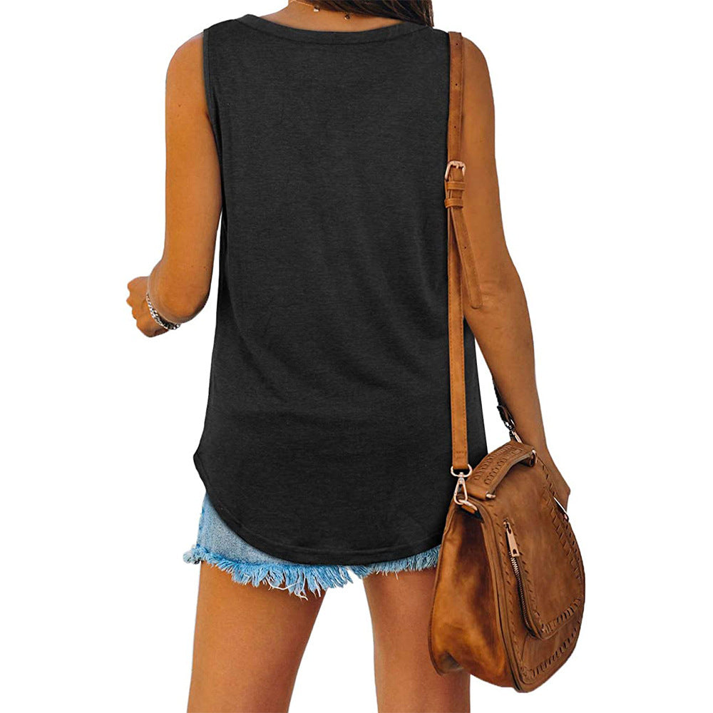 Damen Tanktop mit V-Ausschnitt – Lockeres ärmelloses Basic Shirt für Sommer & Freizeit