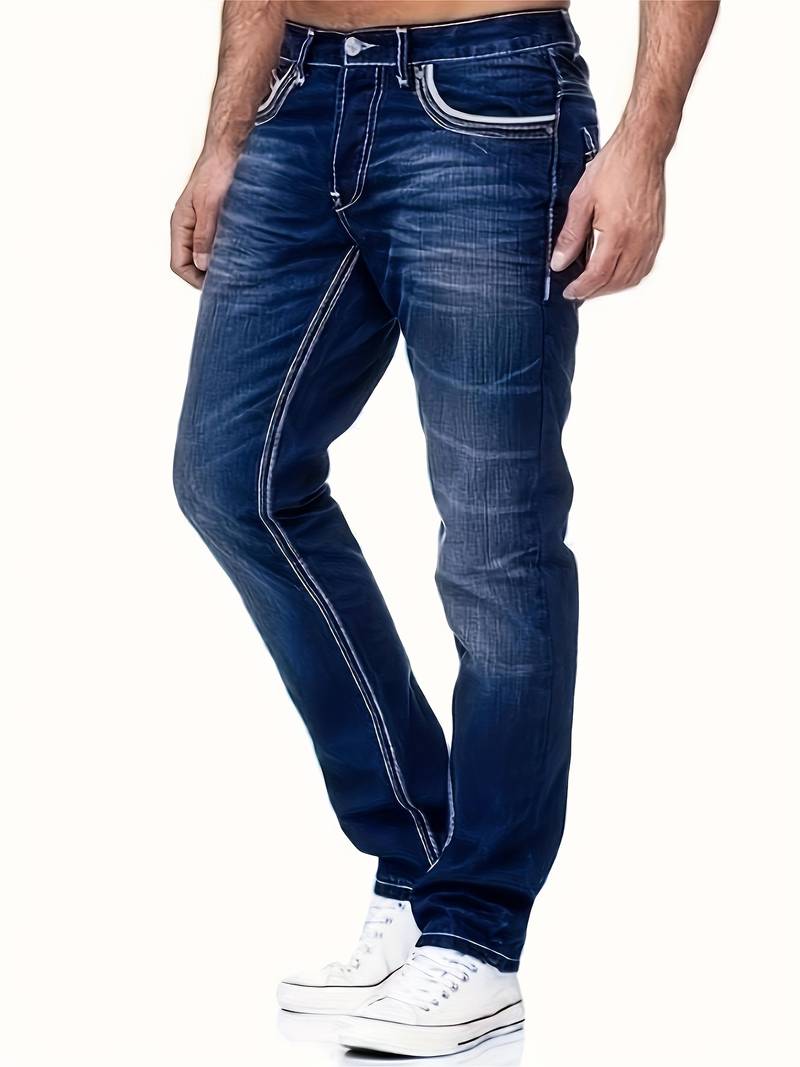 Slim Fit Herren Jeans mit Kontrastnähten – Modische Stretch Denim Hose für Freizeit & Streetstyle