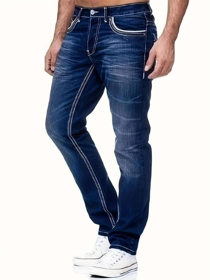 Slim Fit Herren Jeans mit Kontrastnähten – Modische Stretch Denim Hose für Freizeit & Streetstyle