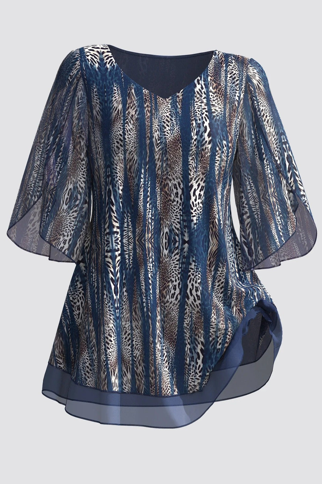 Magdalena – Blouse élégante en chiffon avec imprimé animalier