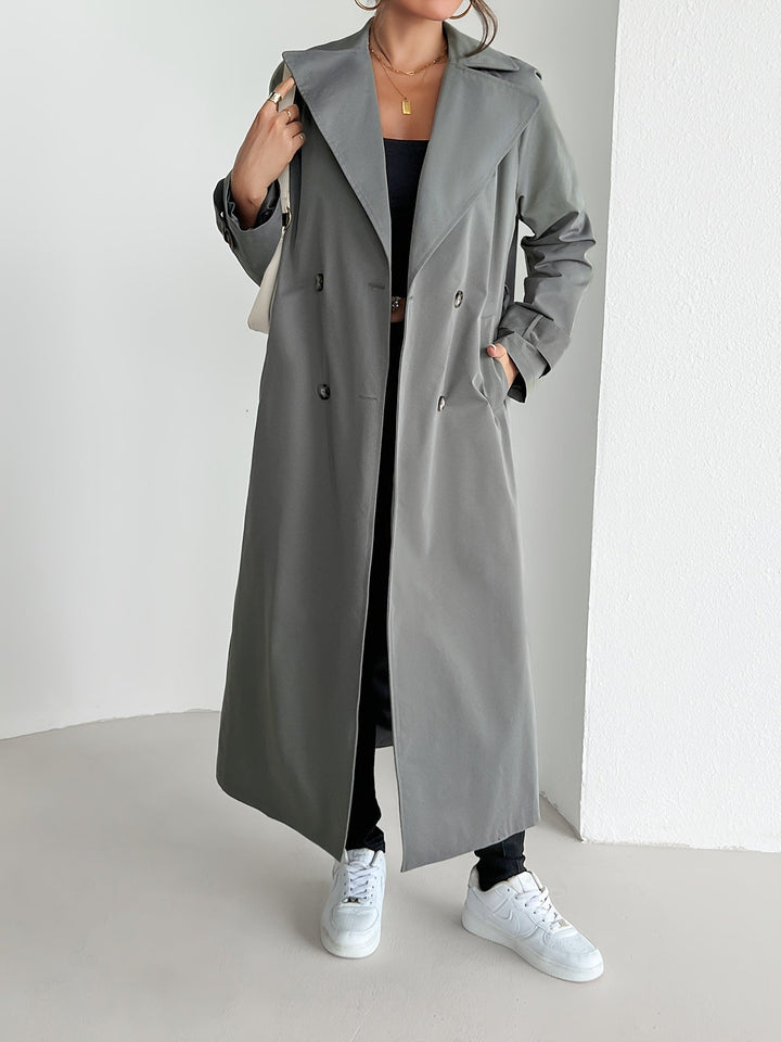 Lässiger einfarbiger Trenchcoat mit Gürtel für Damen | Perfekt für legere Tage