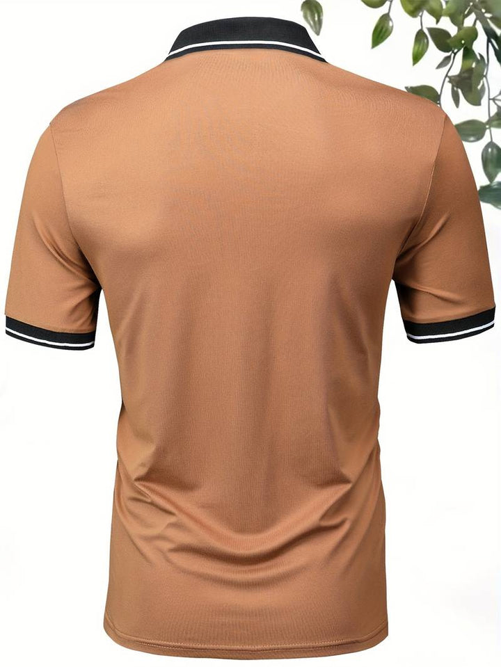 Caleb – camicia a maniche corte a blocchi di colore alla moda con chiusura a bottoni e rever