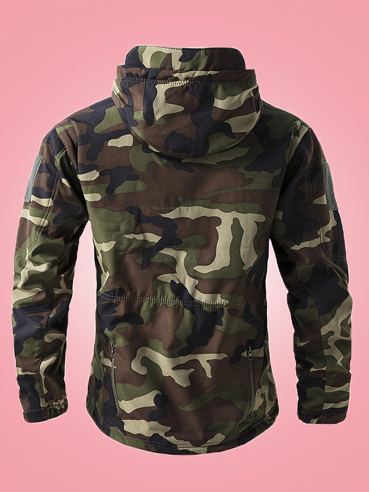 Coupe-vent militaire chaud camouflage avec poches zippées pour hommes | Parfait pour les activités de plein air