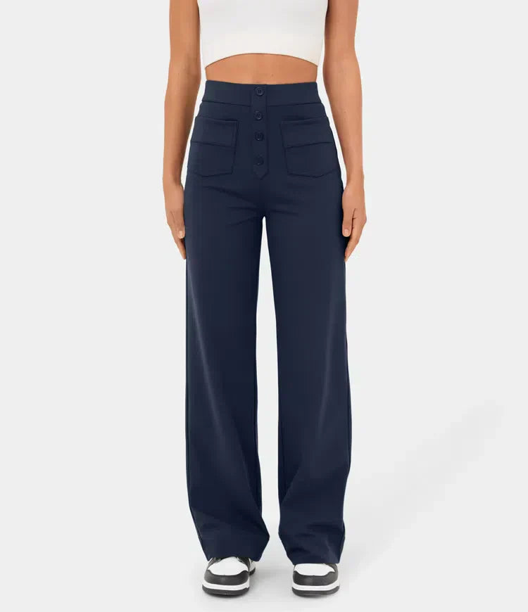 Anni - Pantalon taille haute confortable en tissu confortable
