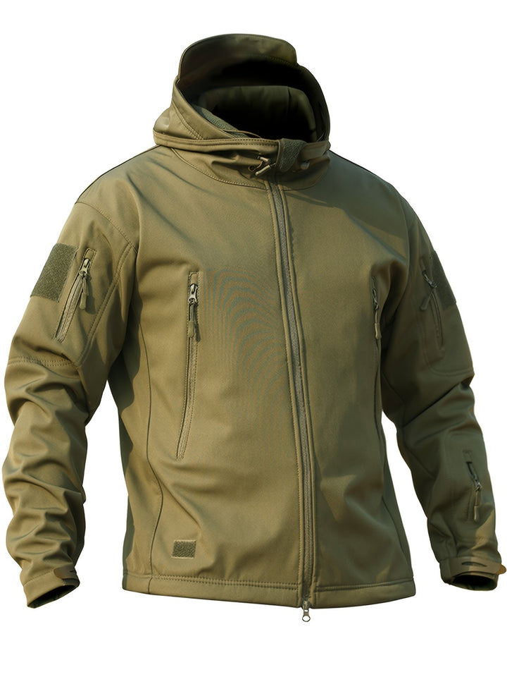 Veste à capuche tactique en polaire softshell avec poches zippées pour hommes | Parfaite pour les activités de plein air