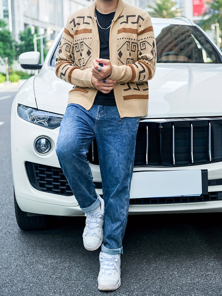 Rickie - Cardigan da uomo casual con cerniera lampo