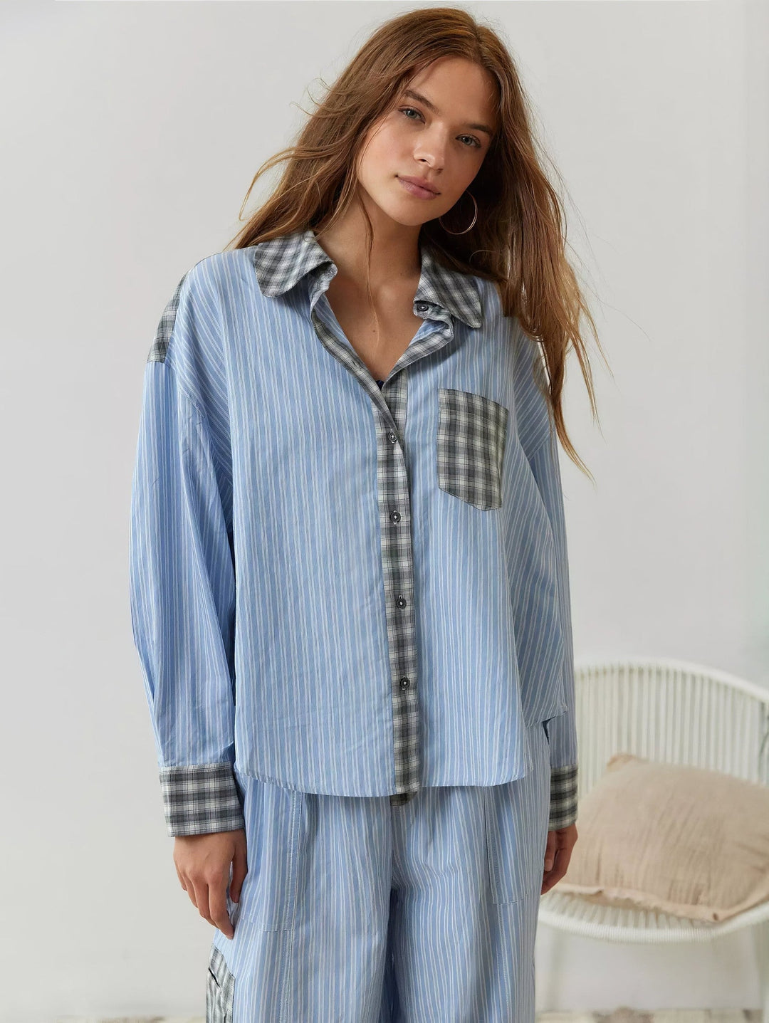 Set pigiama taglio comodo con dettagli in pizzo per donna