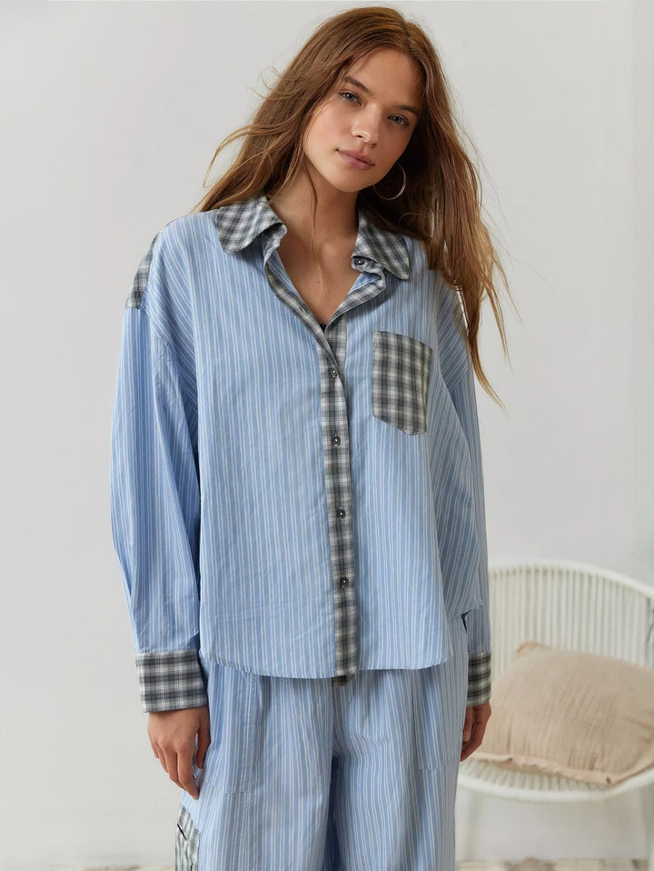 Set pigiama taglio comodo con dettagli in pizzo per donna