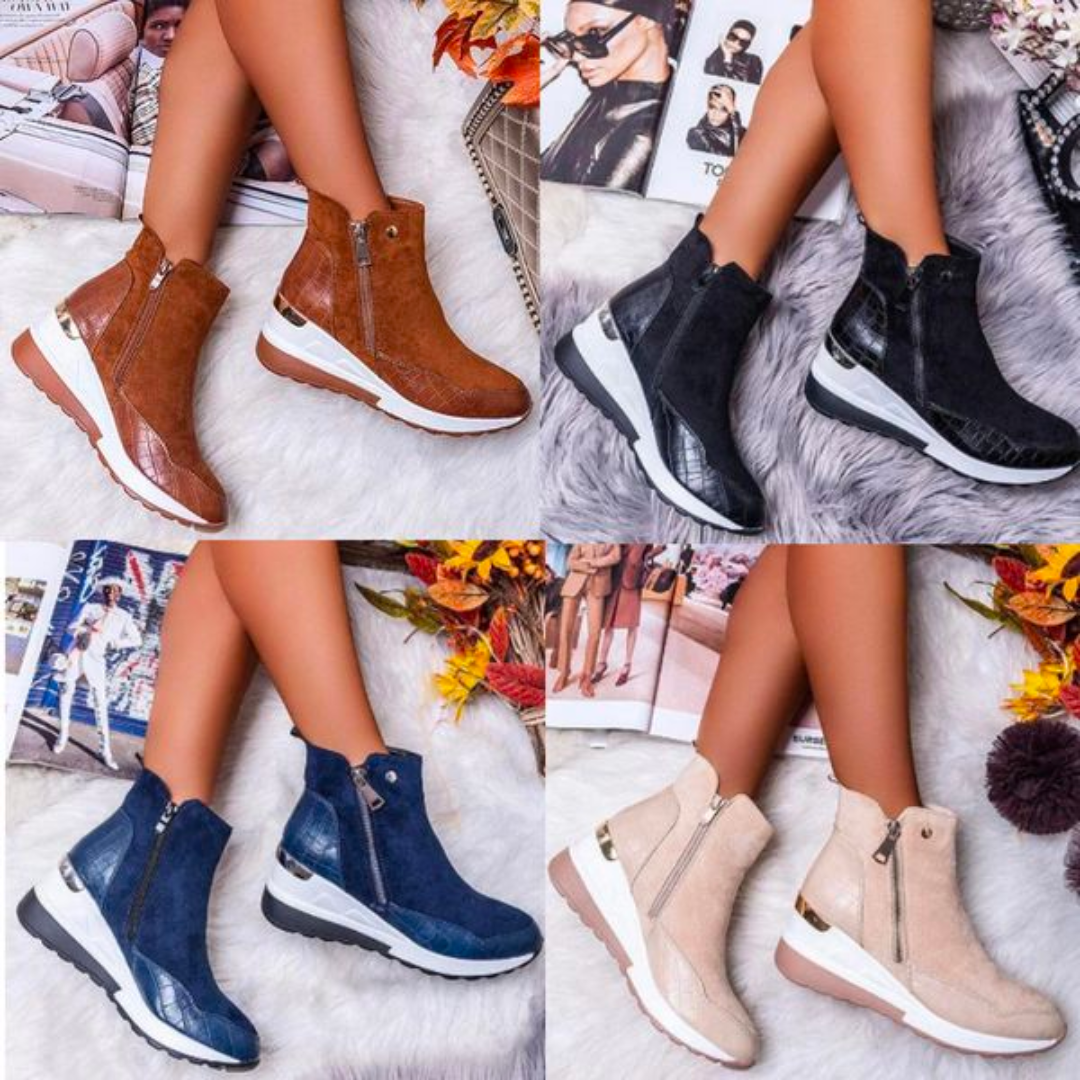Casual Stiefeletten aus veganem Leder mit Absatz und Reißverschluss für Damen | Perfekt für den Alltag