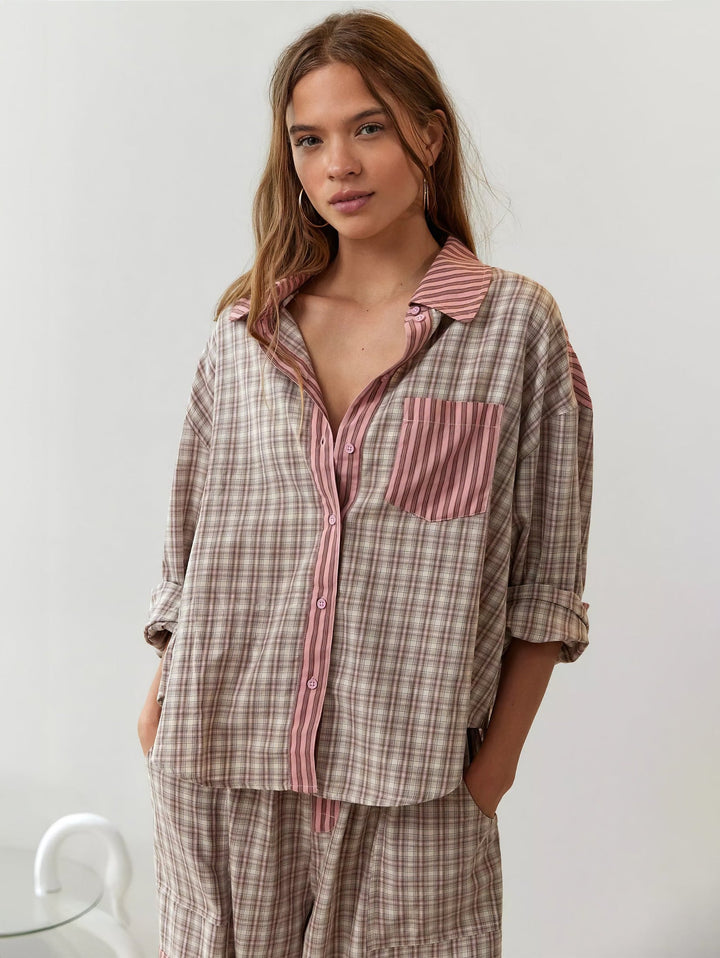 Set pigiama taglio comodo con dettagli in pizzo per donna