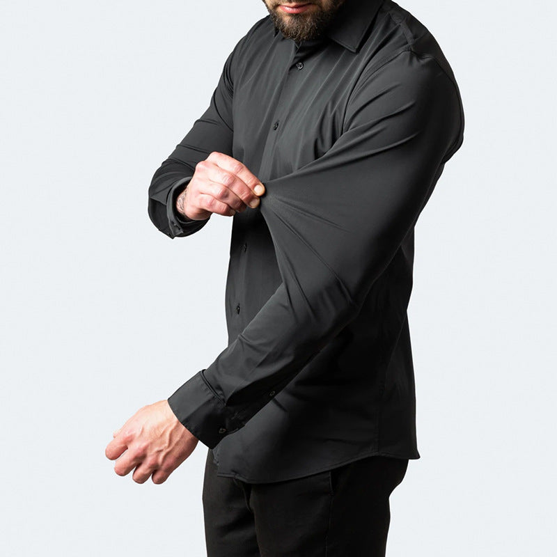 Chemise business slim fit pour hommes avec boutons contrastés – Chemise classique à manches longues pour bureau, occasion & quotidien