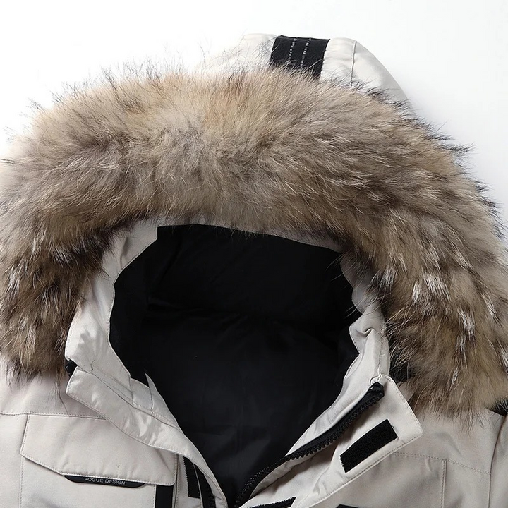 Herren Parka Winterjacke Mit Abnehmbarem Fellkragen Und Mehreren Taschen