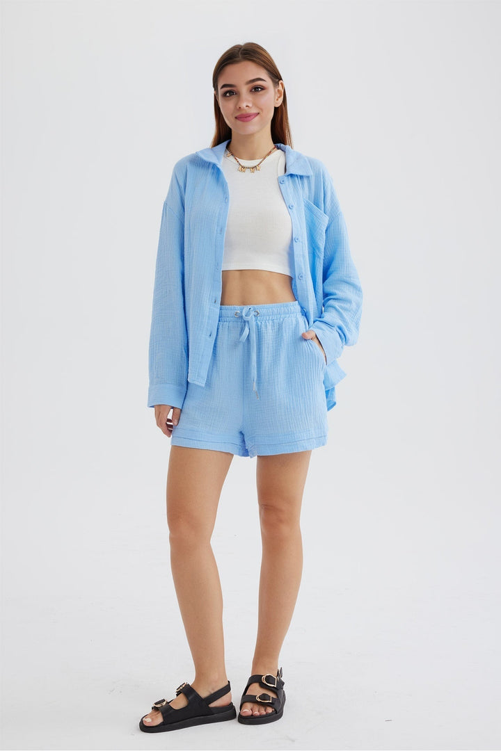 Eize - lässiges Sommer-Chic-Set [Bluse+Kurze Hosen]