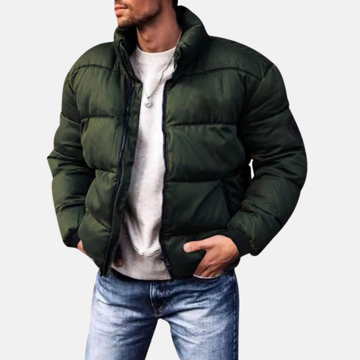 Veste matelassée d'hiver pour hommes – Veste de mi-saison doublée avec fermeture éclair et col montant