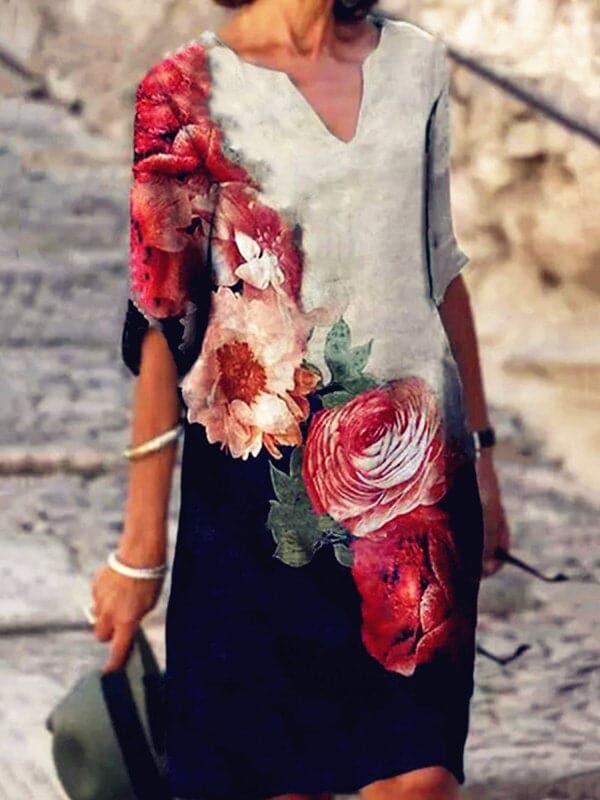 Robe Midi Élégance Florale – Raffinement Naturel et Sophistication