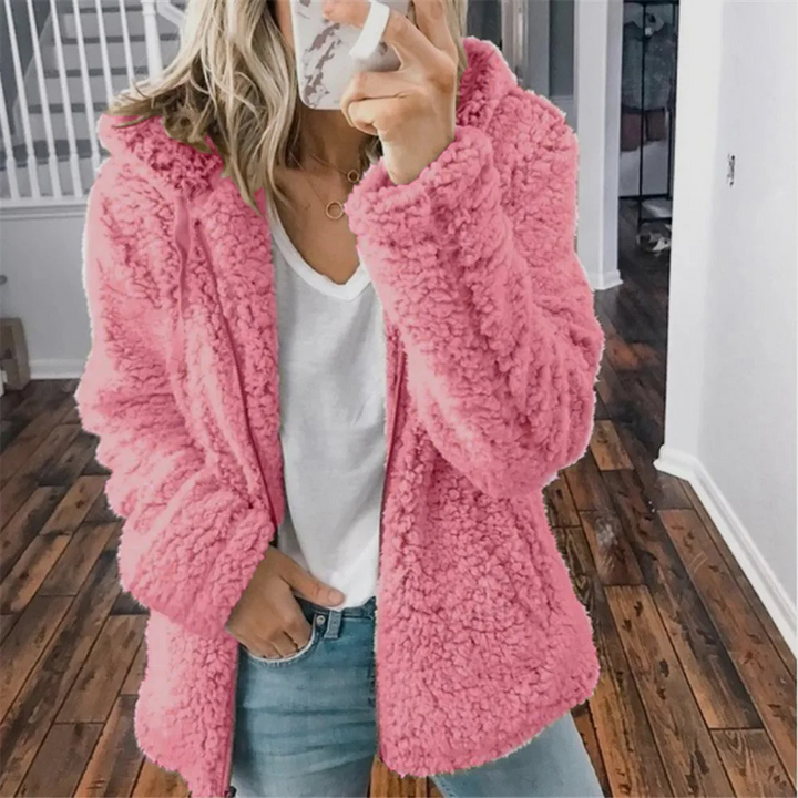 Veste en peluche avec capuche et fermeture éclair, gilet en polaire
