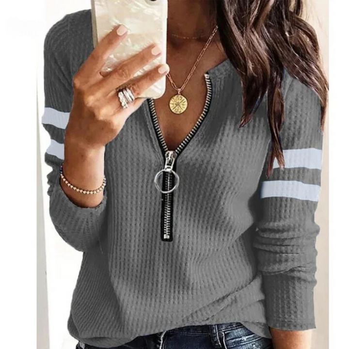 Nikki - pull en maille tendance avec demi-fermeture éclair