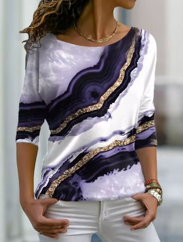 Lerma – T-shirt a maniche lunghe con stampa marmo