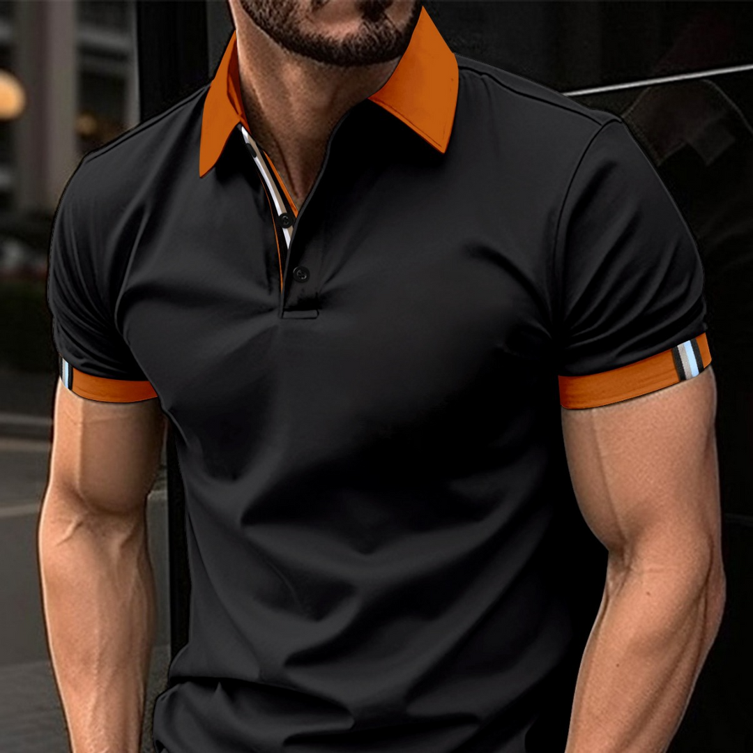 Polo homme avec col contrasté et broderie logo – Polo manches courtes pour loisirs, business casual et tenues d'été