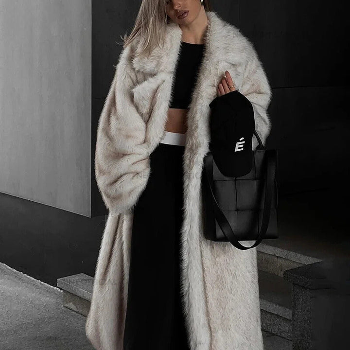 Jane - elegancka długa kurtka futrzana