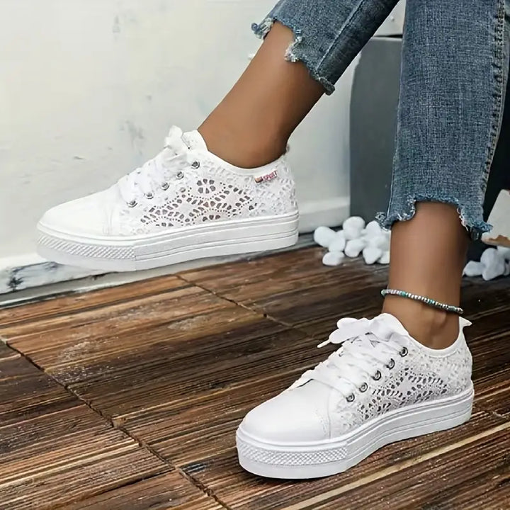 Baskets à plateforme en dentelle pour femmes