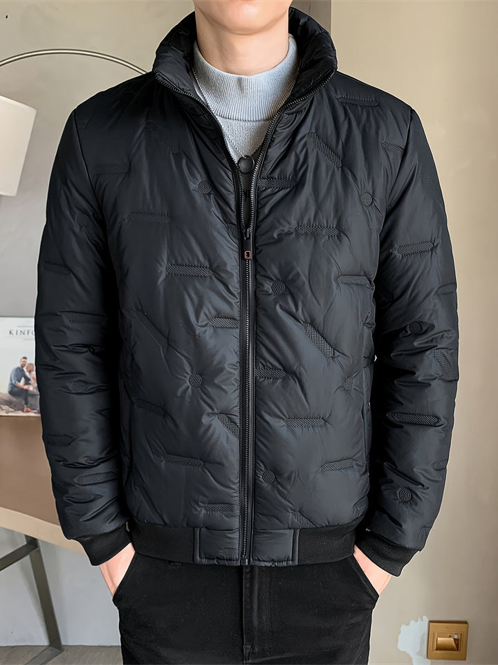 Lässige Schwarze Baumwoll Winddichte Und Warme Langärmelige Winterjacke Für Herren | Perfekt für kalte Tage