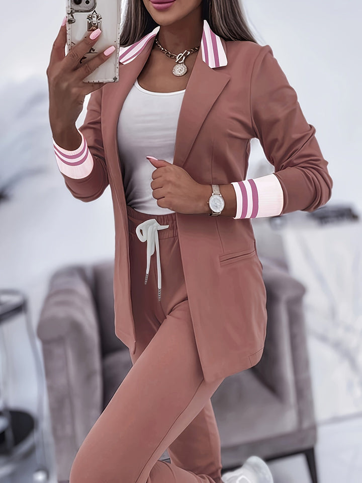 Casual Slim Hosen Und Blazer Outfit Set Für Damen | Perfekt Für Lässige Tage