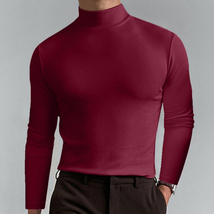 T-shirt a manica lunga slim fit da uomo con collo alto