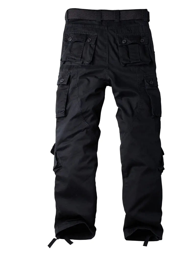 Pantalon cargo homme avec ceinture – Pantalon de loisirs multifonction avec poches et cordon de serrage pour extérieur, travail et quotidien