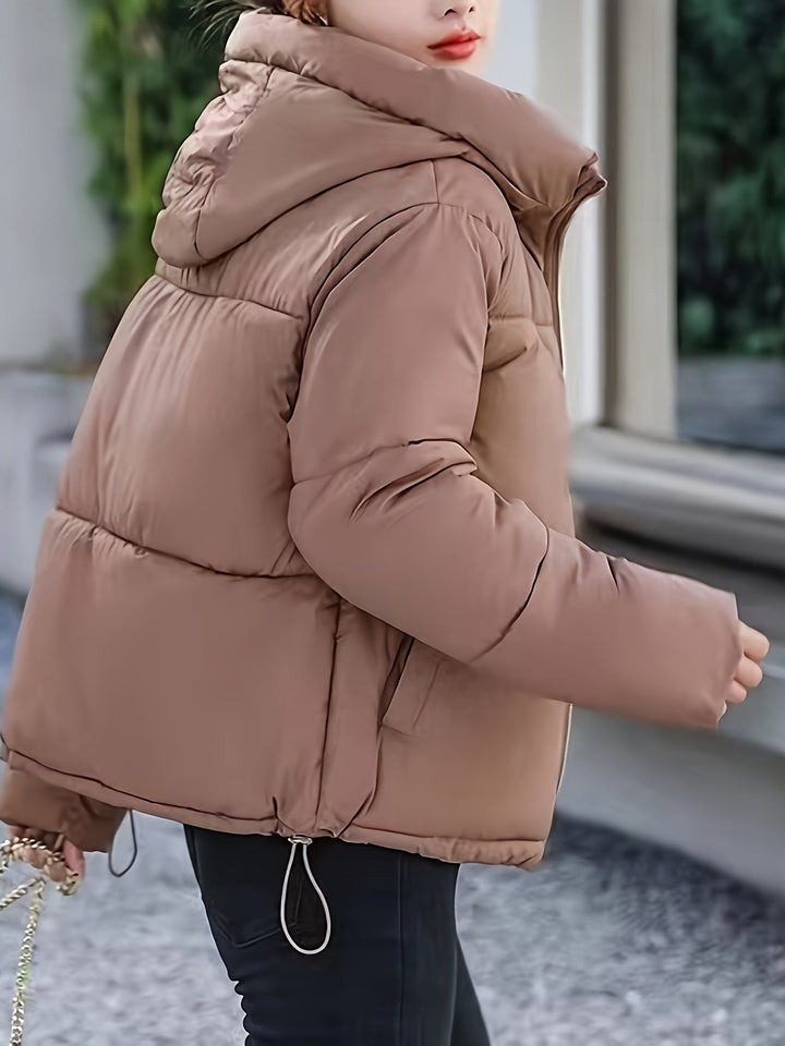 Elegante kurze Puffer-Winterjacke mit Kapuze für Damen | Perfekt für Winter