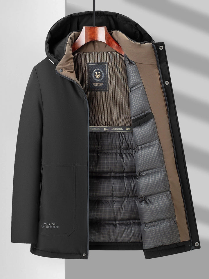 Veste d'hiver matelassée à capuche décontractée à manches longues avec fermeture éclair pour hommes | Parfaite pour les activités de plein air