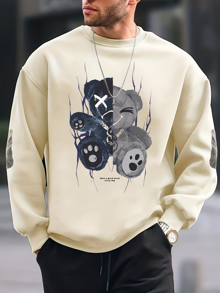 Oversize Sweatshirt mit Bärenmotiv – Streetwear Pullover für Herren mit Print “Have a Good Mood Every Day”