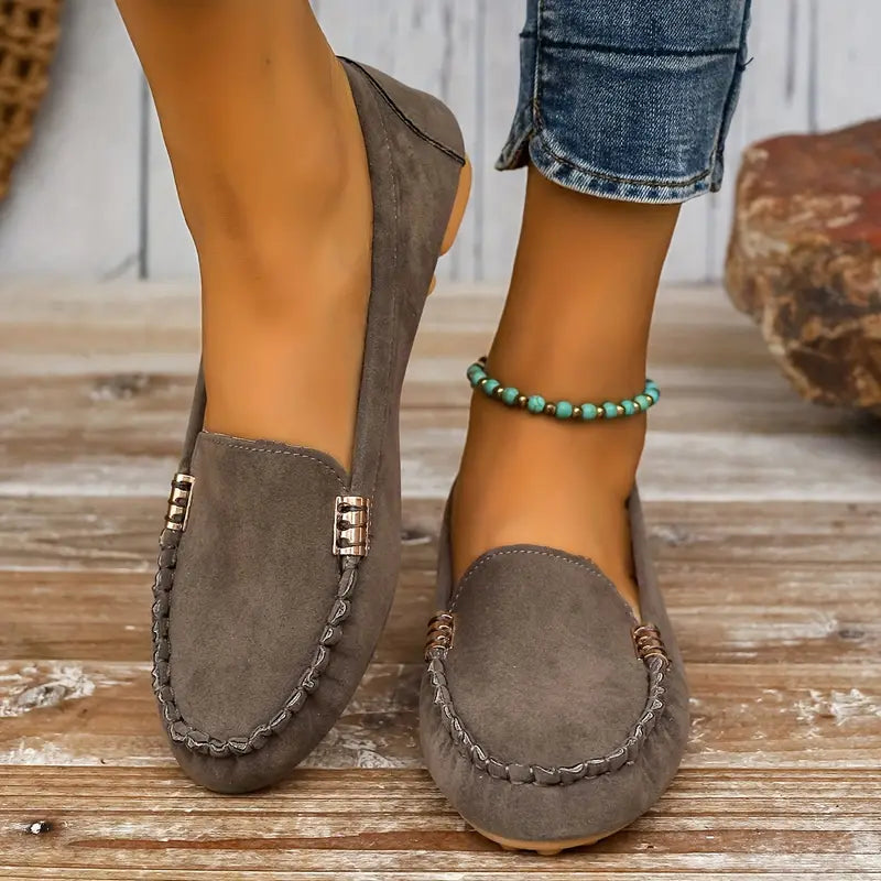Mocassins confortables pour femmes – mocassins avec coutures décoratives et semelle souple