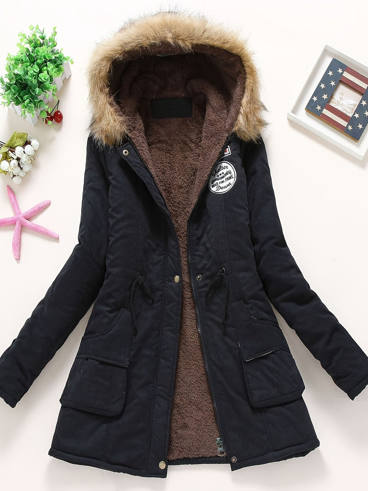 Elegante Lange Puffer Winterjacke mit Kapuze für Frauen | Perfekt für kalte Tage