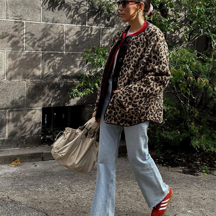 Octavia - giacca con scollo rotondo in motivo leopardato