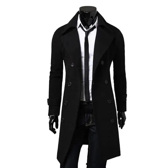 Darrick - Giacca trenchcoat antivento con doppia fila di bottoni