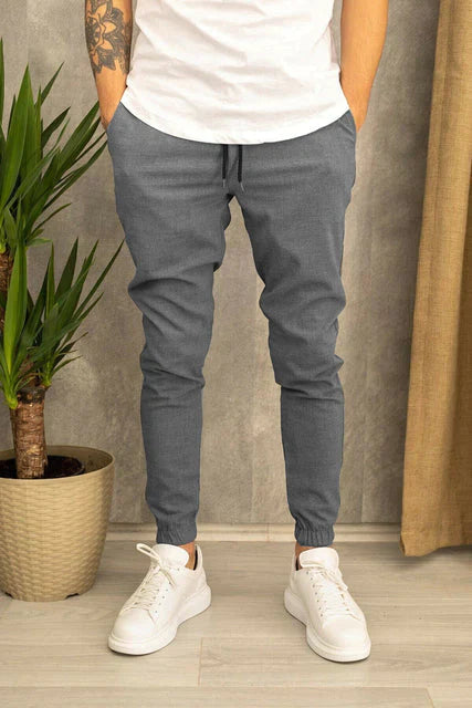 Pantalon de jogging slim fit pour hommes – Pantalon de loisirs confortable avec poignets et cordon de serrage pour le quotidien et le streetwear