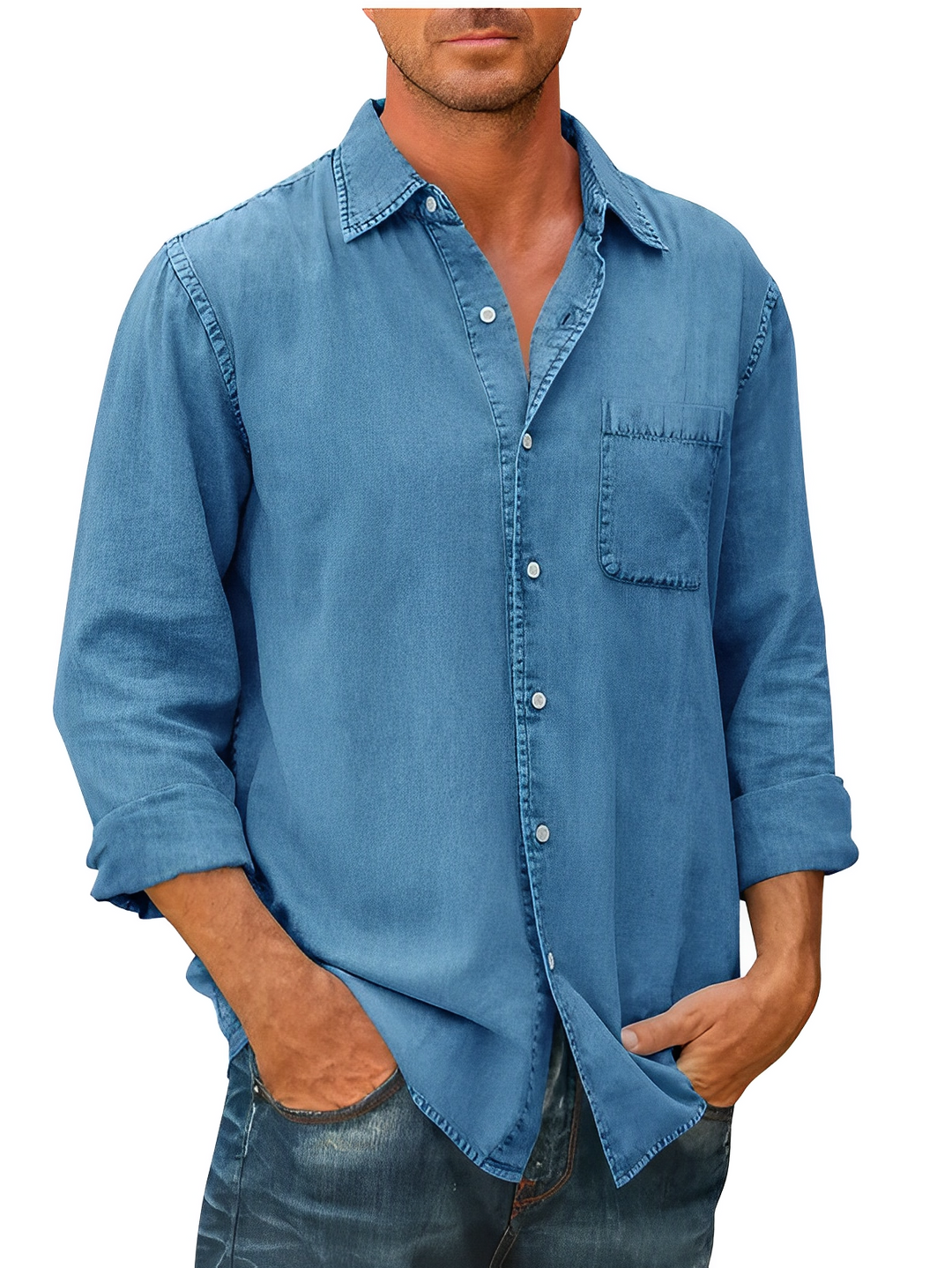 Tye - koszula - klasyk - denim / wszechstronny design - codzienny dla mężczyzn