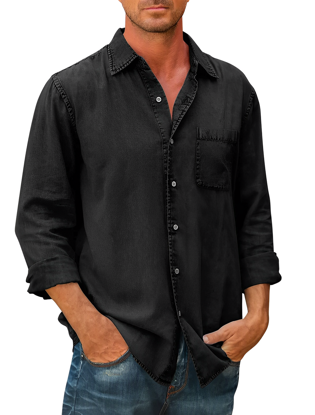 Tye - koszula - klasyk - denim / wszechstronny design - codzienny dla mężczyzn