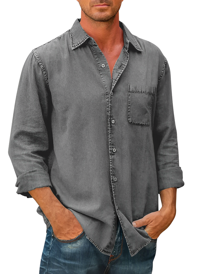 Tye - koszula - klasyk - denim / wszechstronny design - codzienny dla mężczyzn