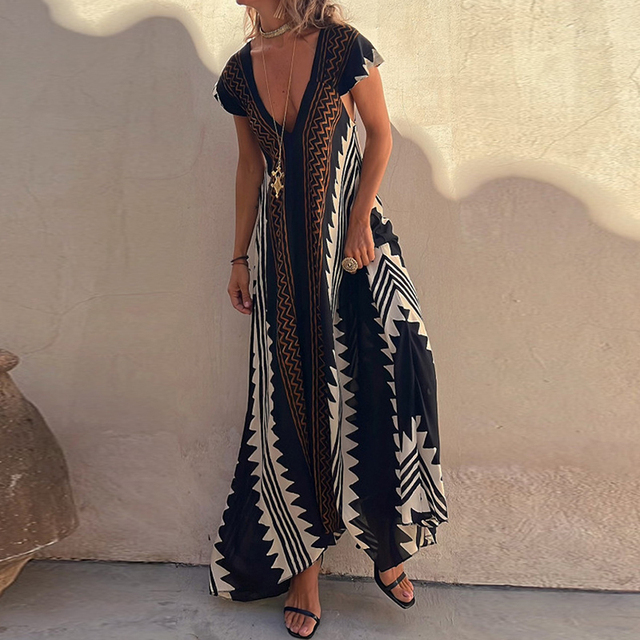 ISA - Robe maxi à imprimé ethnique (en 7 couleurs)