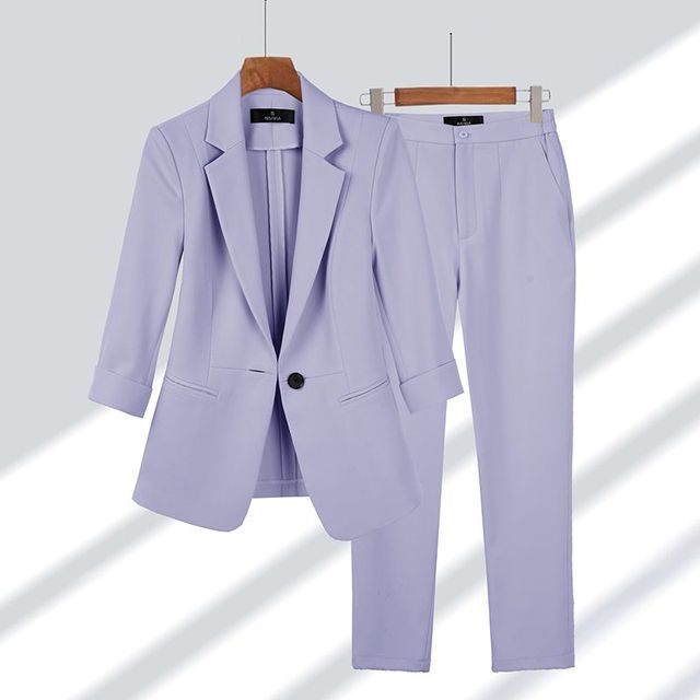 Blazer élégant pour femme – coupe cintrée avec manches 3/4 et fermeture à un bouton