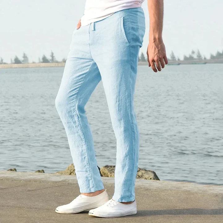 Herren Leinenhose – Sommerhose mit Kordelzug, atmungsaktiv & locker geschnitten