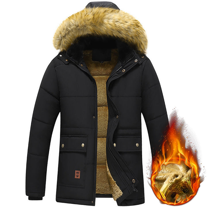 Veste d'hiver chaude avec doublure intérieure en fourrure et capuche pour hommes | Parfaite pour les activités de plein air