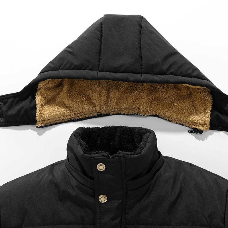 Veste d'hiver chaude avec doublure intérieure en fourrure et capuche pour hommes | Parfaite pour les activités de plein air