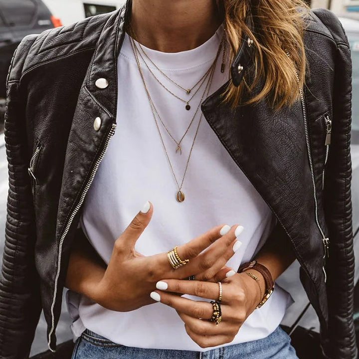 Casual Schwarze Biker Lederjacke für Damen | Perfekt für den Alltag