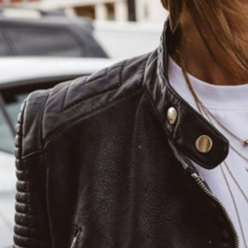 Casual Schwarze Biker Lederjacke für Damen | Perfekt für den Alltag