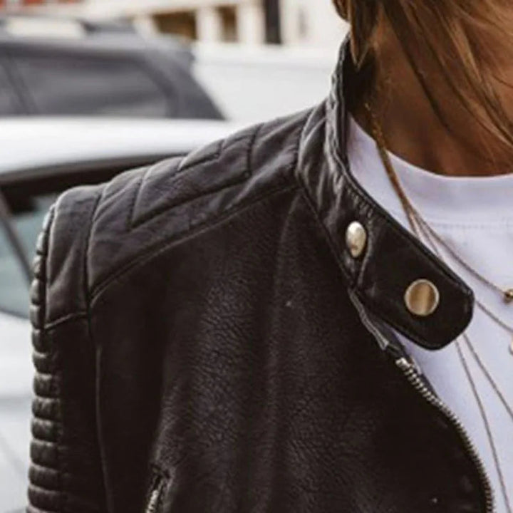 Casual Schwarze Biker Lederjacke für Damen | Perfekt für den Alltag